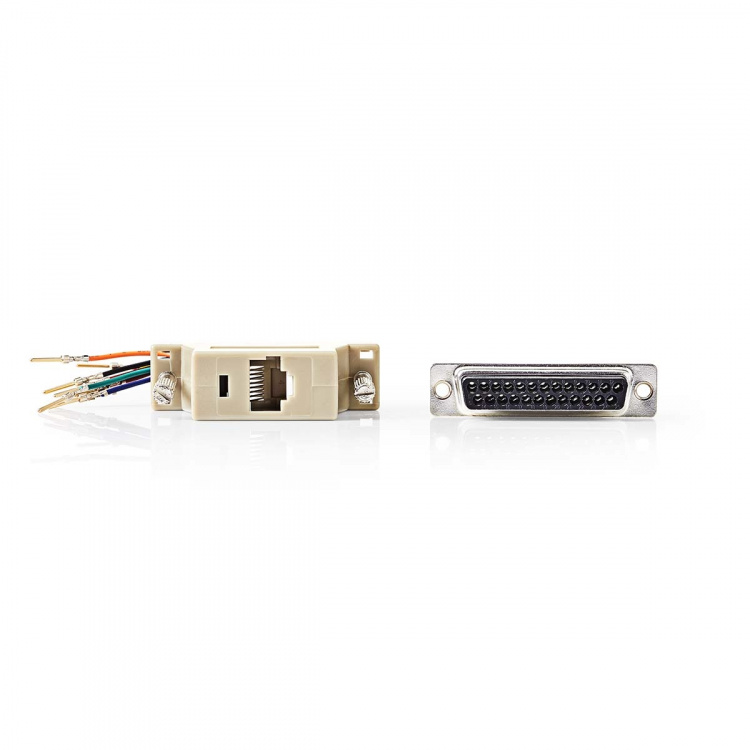 Nedis Serial adapter | Adapter | D-SUB 25-Pin Hun | RJ45 Hun | Nikkel belagt | ABS | Elfenben | Boks