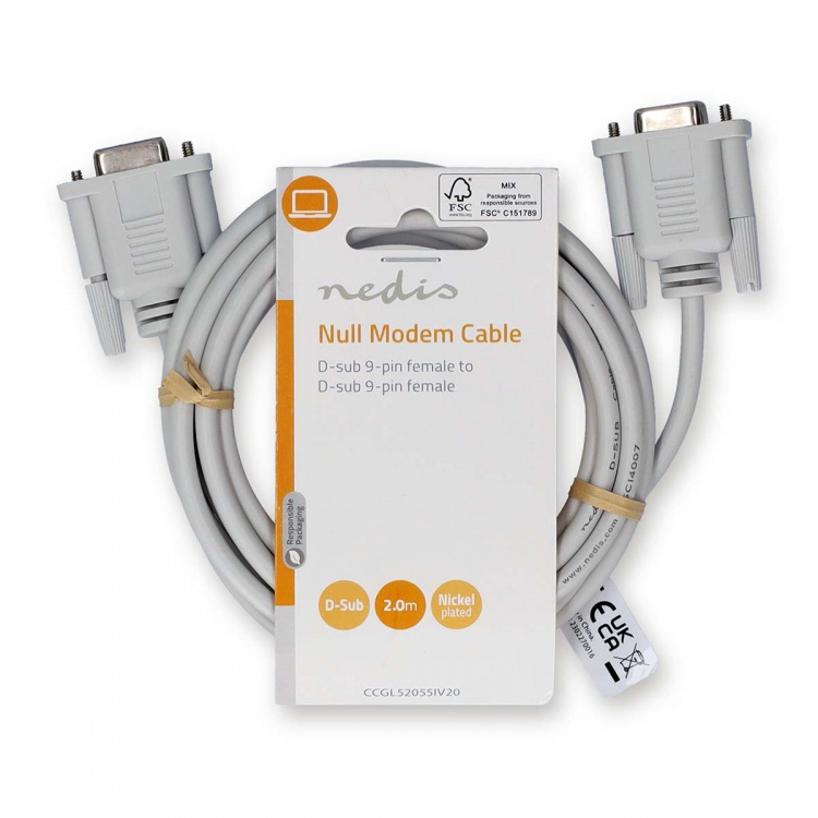 Nedis Null Modem kabel | D-SUB 9-Pin Hun | D-SUB 9-Pin Hun | Nikkel belagt | 2.00 m | Rund | PVC | Elfenben | Label Nedis Null Modem kabel | D-SUB 9-Pin Hun | D-SUB 9-Pin Hun | Nikkel belagt | 2.00 m | Rund | PVC | Elfenben | Label