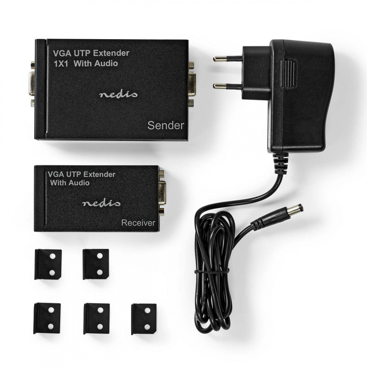 Nedis VGA extender | VGA / Audio | Avstand opp til: 300 m | Cat5e / Cat6 | 1920x1200 | Euro / Type C (CEE 7/16) Nedis VGA extender | VGA / Audio | Avstand opp til: 300 m | Cat5e / Cat6 | 1920x1200 | Euro / Type C (CEE 7/16)