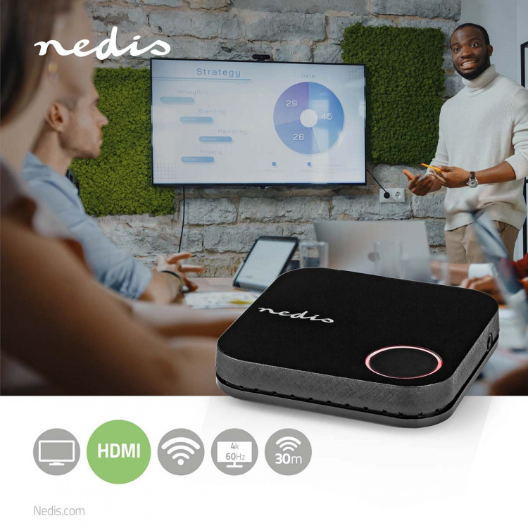 Nedis Trådløs HDMI™ Mottaker | Wi-Fi | 2400 MHz | 30,0 m (siktlinje) | 4K@60Hz | 0.04 Gbps | PVC | Sort