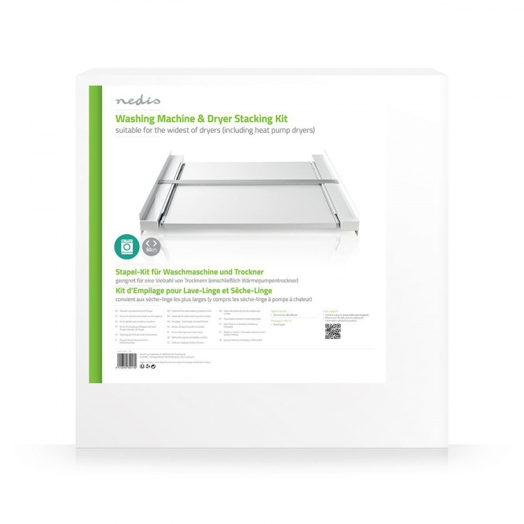 Nedis Universal Stacking Kit for vaskemaskin og tørketrommel | Uttrekkbar hylle | Hvit