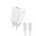 Dudao A6XSEUL Adapter 22,5Watt 1xUSB-C + 1xUSB-A (1m USB-C til Lightning-kabel inkludert)
