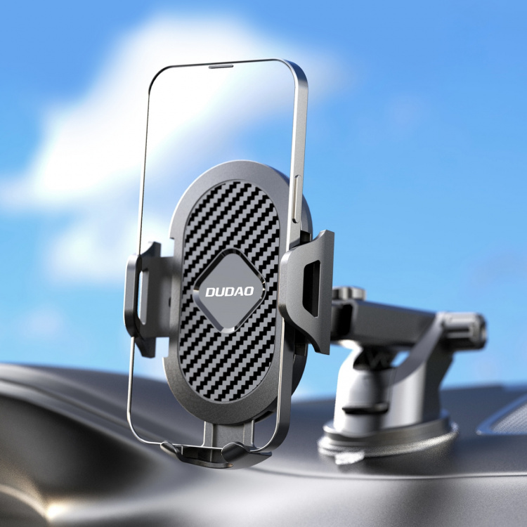 Dudao F2S Upgrade sammenleggbar sugekopptelefonholder Svart