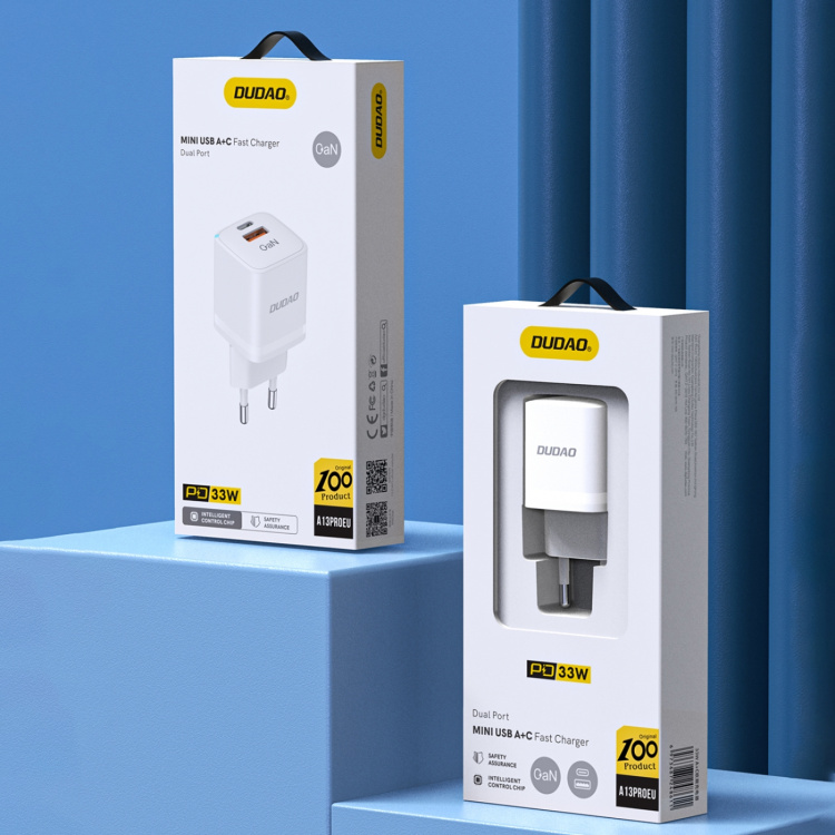 Dudao A13Pro Adapter 33Watt GaN 1xUSB-C + 1xUSB-A Dudao A13Pro Adapter 33Watt GaN 1xUSB-C + 1xUSB-A