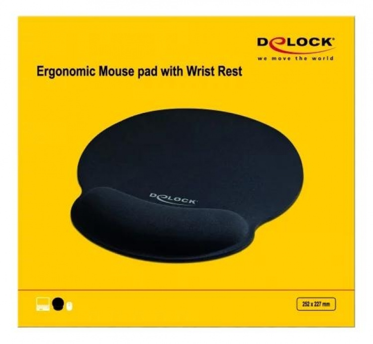 DeLOCK Ergonomisk musematte med håndleddsstøtte, svart 252 x 227 mm DeLOCK Ergonomisk musematte med håndleddsstøtte, svart 252 x 227 mm