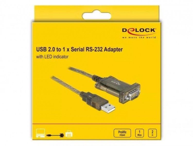 DeLOCK Adapter USB 2.0 Type-A > 1 x seriell DB9 RS-232