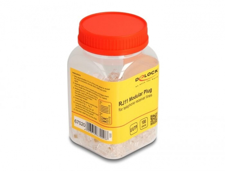 DeLOCK RJ11 Modular Plug 100 stk DeLOCK RJ11 Modular Plug 100 stk