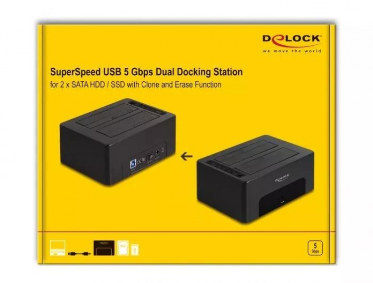 DeLOCK Dobbel dokkingstasjon for 2 x SATA HDD / SSD
