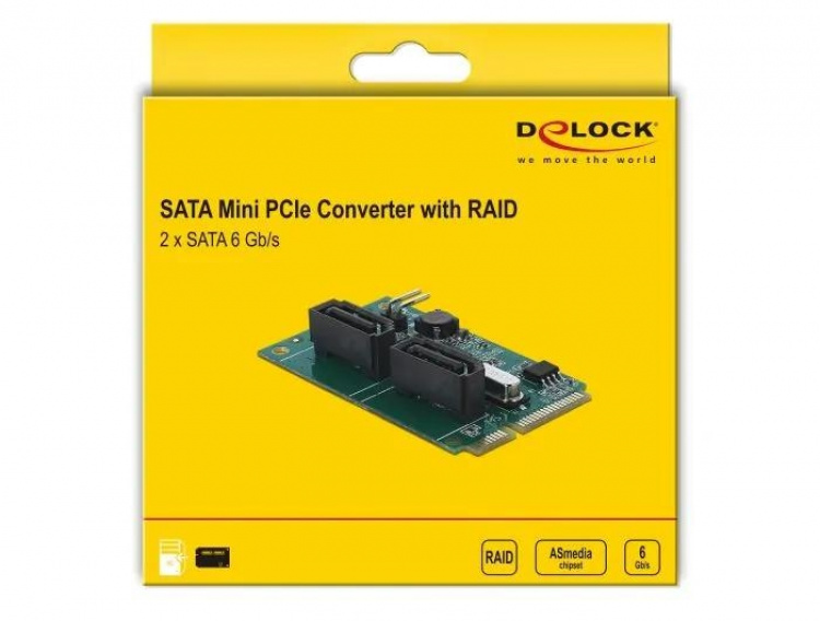 DeLOCK Mini PCIe-omformer til 2 x SATA med RAID DeLOCK Mini PCIe-omformer til 2 x SATA med RAID