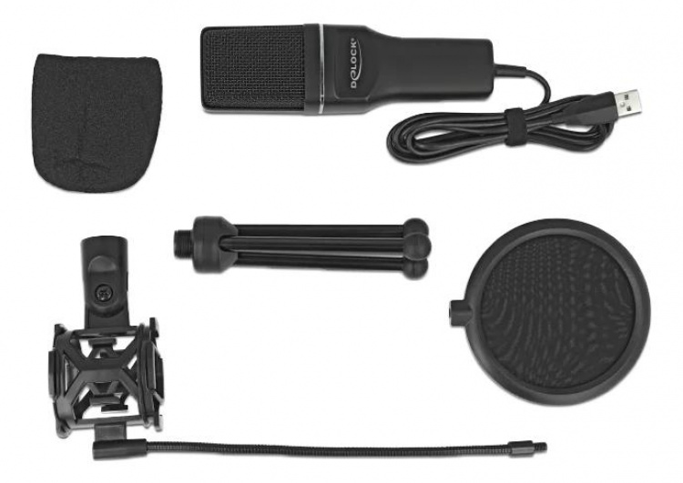 DeLOCK USB Condenser Microphone Set Podcasting Gaming and Vocals