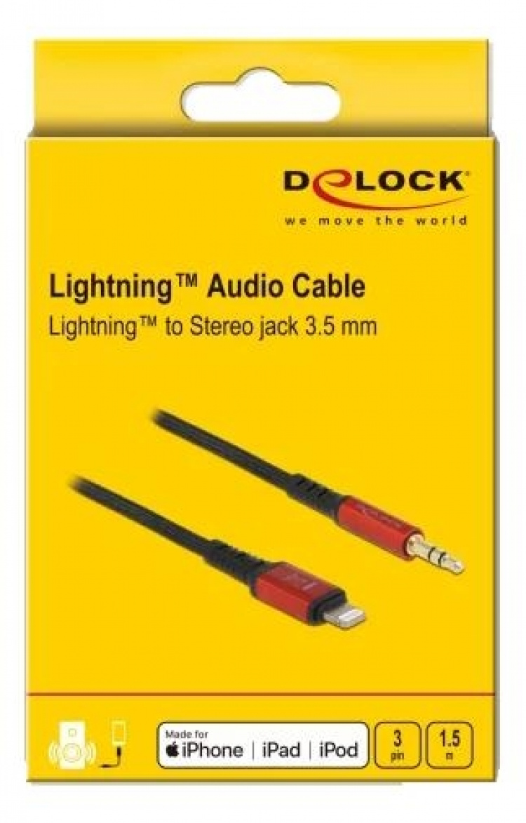 DeLOCK Lydkabel 8-pinners Lightning™ hann til stereokontakt hann 3,5 mm