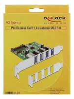 DeLOCK PCI Express-kort > 4 x USB 3.0, USB-adapter, PCIe 2.0