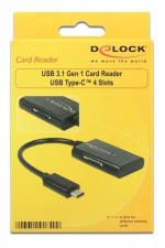 DeLOCK USB 3.1 Gen 1 Card Reader, USB-C male, 4 Slots, black