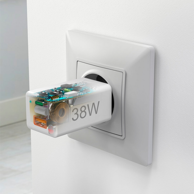 Hama Minilader USB-C + USB-A Qualcomm 3.0 38W Hvit Hama Minilader USB-C + USB-A Qualcomm 3.0 38W Hvit