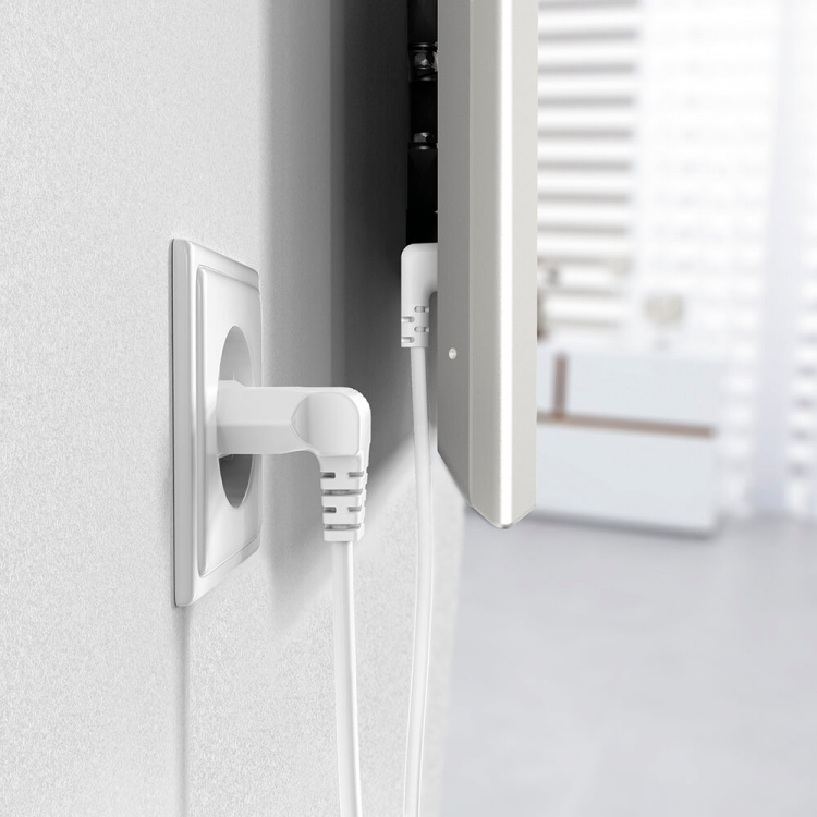 Hama Strømkabel Eurokontakt Vinklet Hvit 3 m Hama Strømkabel Eurokontakt Vinklet Hvit 3 m