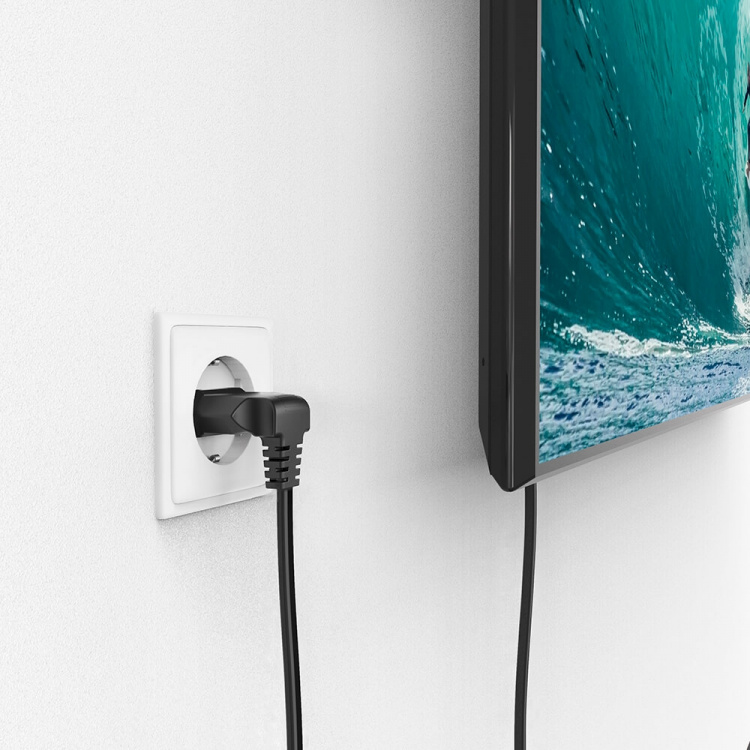 Hama Strømkabel Eurokontakt Vinklet Svart 3 m