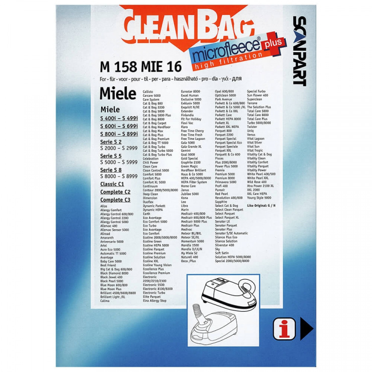 CLEANBAG Microfleece+ Støvsugerpose Miele G/H/N 4+1