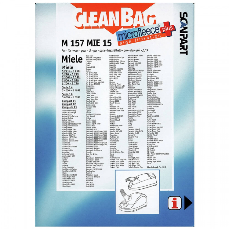 CLEANBAG Microfleece+ Dustbag Miele F/J/M 4+1
