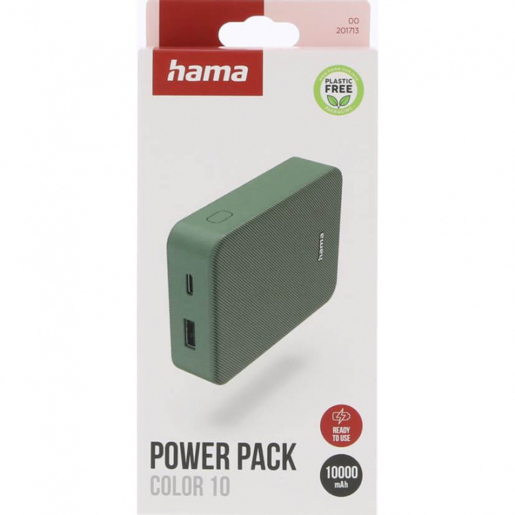 Hama Powerbank Colour 10 10000mAh USB-C+USB-A Green Hama Powerbank Colour 10 10000mAh USB-C+USB-A Green