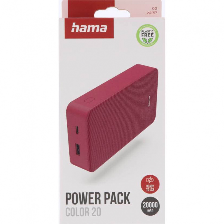 Hama Powerbank Colour 20 20000mAh USB-C+USB-A Red