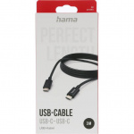 Hama Kabel Opladning/Data USB-C - USB-C 3.0m Svart Hama Kabel Opladning/Data USB-C - USB-C 3.0m Svart