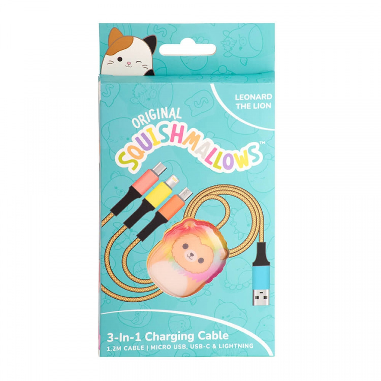 Squishmallows Chargercable 1.2m Leo 3in1 USB-C/Micro/Lightning