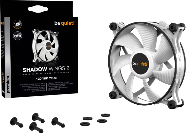 Be Quiet! Shadow Wings 2 PWM-vifte, 120 mm, hvit