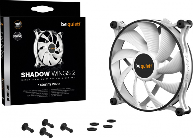 Be Quiet! Shadow Wings 2 PWM-vifte, 140 mm, hvit Be Quiet! Shadow Wings 2 PWM-vifte, 140 mm, hvit