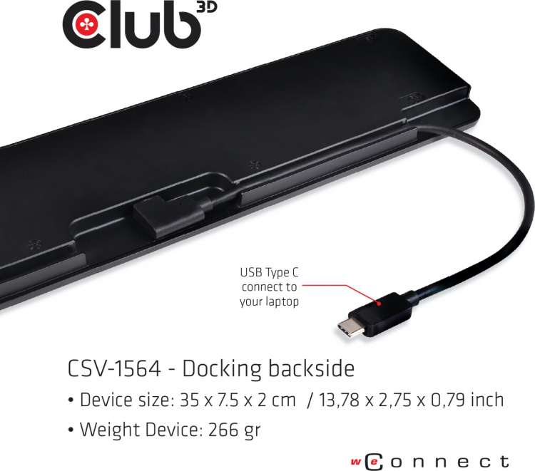 Club 3D USB Type-C Triple Display 100W-dokkingstasjon Club 3D USB Type-C Triple Display 100W-dokkingstasjon