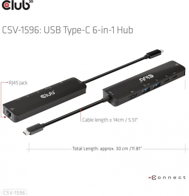 Club 3D Type-C 6-i-1-hub
