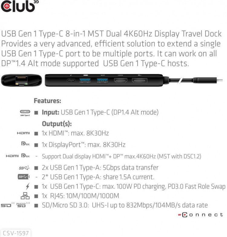 Club 3D Type-C 8-i-1-hub