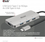 Club 3D USB Type-C til 10 Gbps 4x USB Type-A-hub Club 3D USB Type-C til 10 Gbps 4x USB Type-A-hub