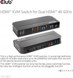 Club 3D HDMI KVM-bryter for dobbel HDMI-bryter Club 3D HDMI KVM-bryter for dobbel HDMI-bryter