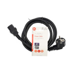 Nedis Strømkabel | Jordet kontakt han | IEC-320-C13 | Vinklet | Rett | Nikkel belagt | 2.00 m | Rund | PVC | Sort | Label