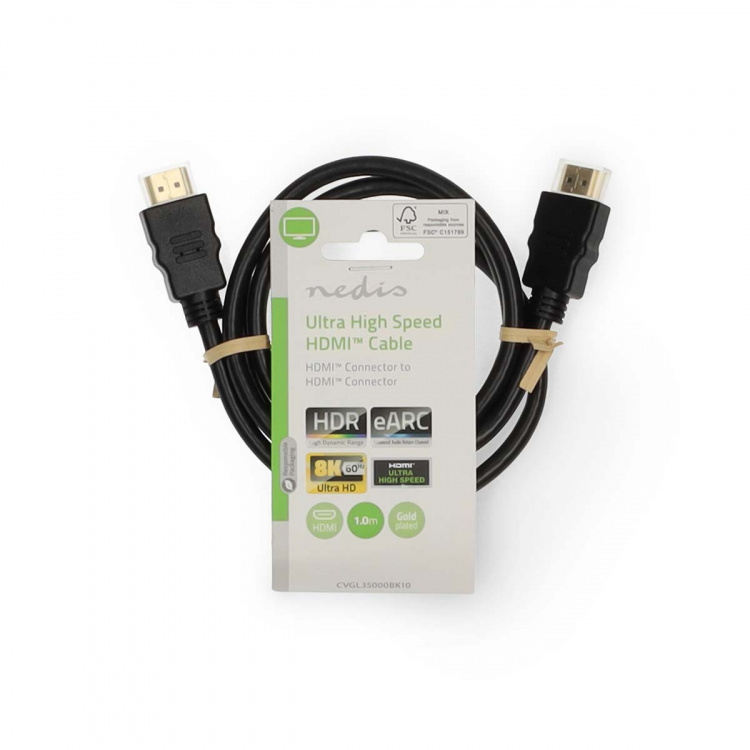 Nedis Ultra High Speed HDMI ™ Cable | HDMI ™ -kontakt | HDMI ™ -kontakt | 8K@60Hz | 48 Gbps | 1.00 m | Rund | 6.0 mm | Sort | Label Nedis Ultra High Speed HDMI ™ Cable | HDMI ™ -kontakt | HDMI ™ -kontakt | 8K@60Hz | 48 Gbps | 1.00 m | Rund | 6.0 mm | Sort | Label