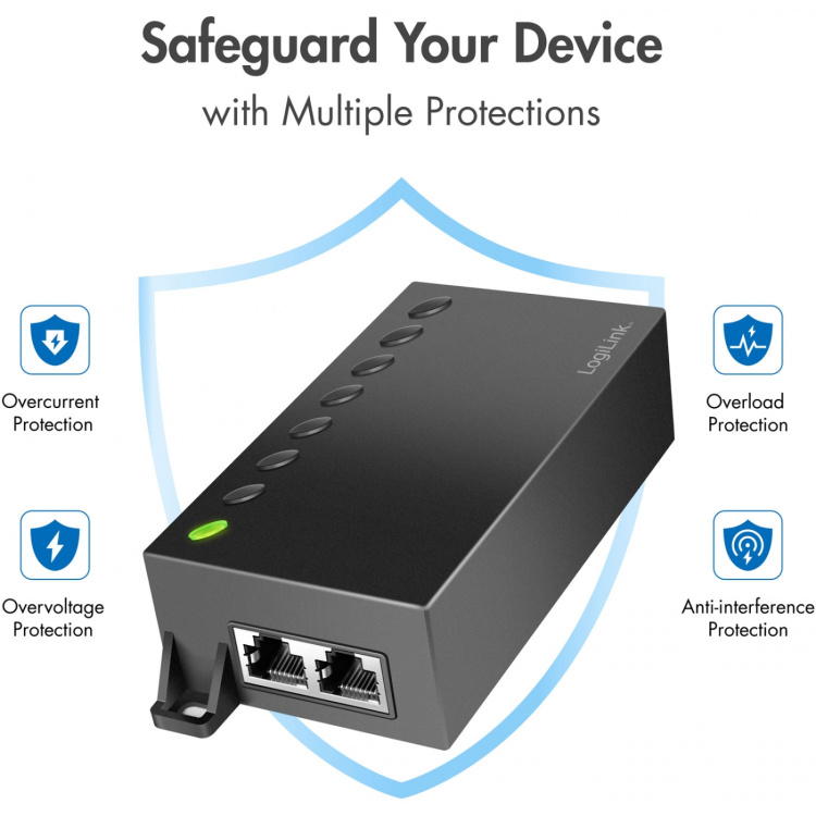 LogiLink Gigabit PoE++-injektor 60W IEEE802.3af/at/bt