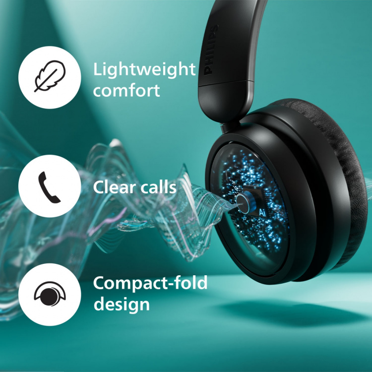 Philips TAH5209WT Trådløse over-ear-hodetelefoner, overlegen komfort, flott lyd og opptil 65 timers spilletid. Hvite