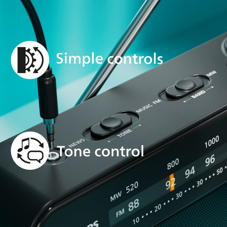 Philips Bærbar analog FM/MW-radio TAR2509. Nett- eller batteridrevet Philips Bærbar analog FM/MW-radio TAR2509. Nett- eller batteridrevet