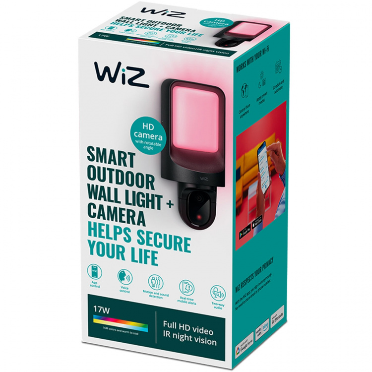 WiZ WiFi Smart vegglampe utendørs med innebygd kamera WiZ WiFi Smart vegglampe utendørs med innebygd kamera