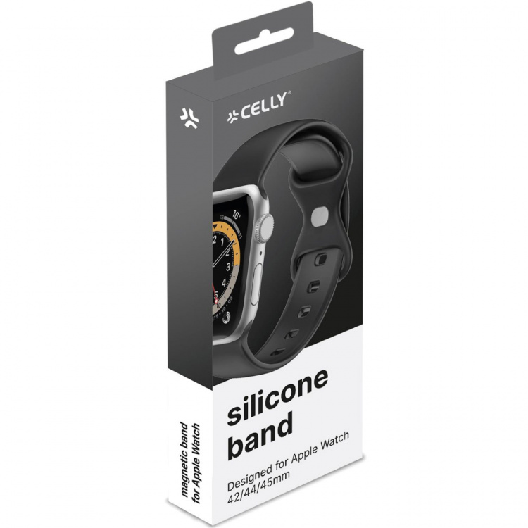 Celly Armbånd til Apple Watch 42/44/45mm Silikon Svart Celly Armbånd til Apple Watch 42/44/45mm Silikon Svart