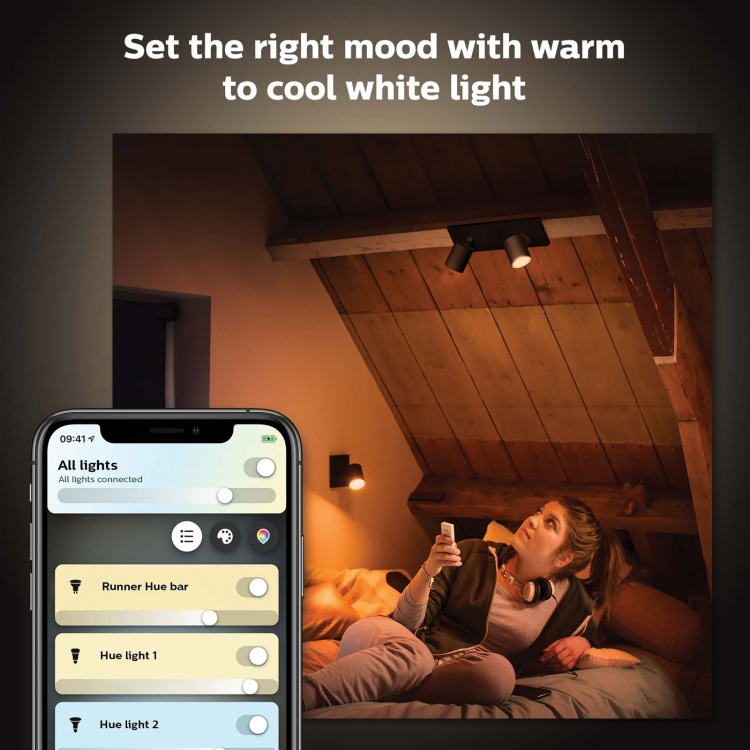 Philips Hue Runner White Ambiance 2 spot 800 lm Svart