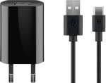 Goobay USB-C 5 W lader + kabel, 1 m, svart Goobay USB-C 5 W lader + kabel, 1 m, svart
