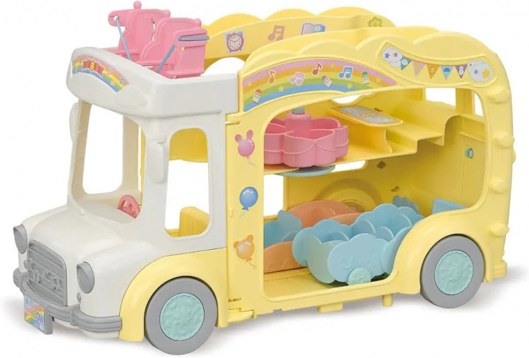 Sylvanian Families buss med tre køyer på lekeplassen