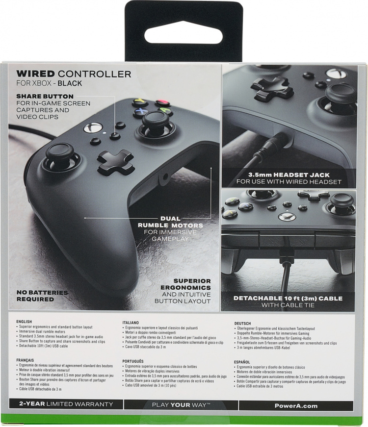 PowerA Wired Controller spillkontroller, svart, Xbox PowerA Wired Controller spillkontroller, svart, Xbox
