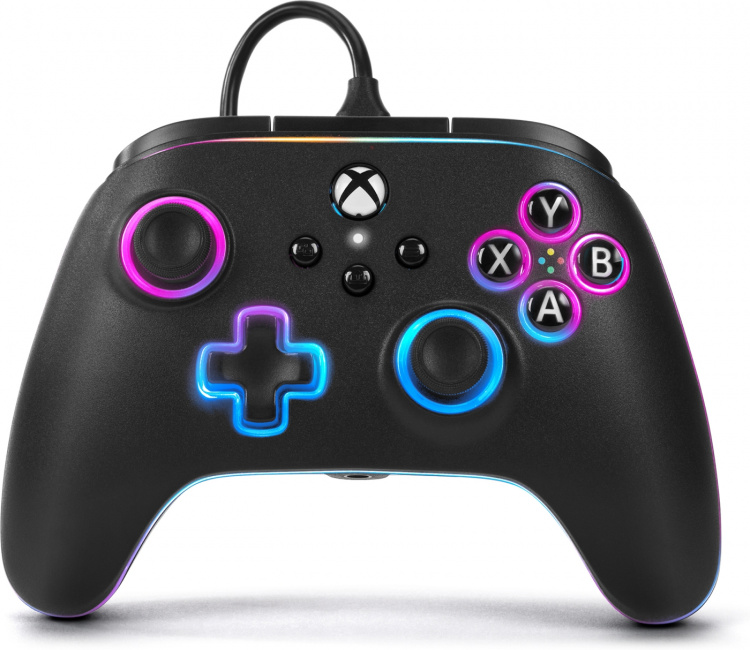 PowerA Lumectra Advantage kablet kontroller, svart + RGB LED-bånd, Xbox / PC