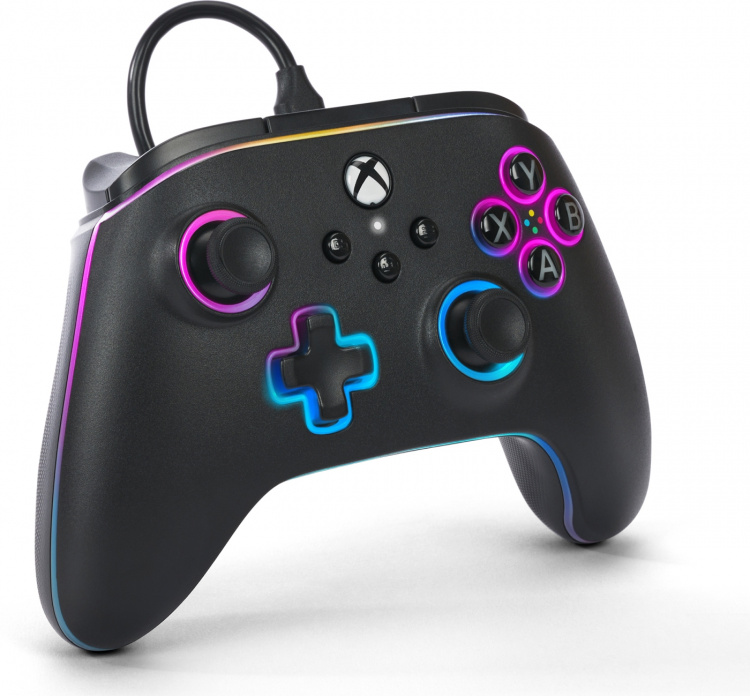 PowerA Lumectra Advantage kablet kontroller, svart + RGB LED-bånd, Xbox / PC