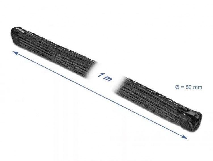 DeLOCK Flettet hylse med glidelås varmebestandig 1 m x 50 mm