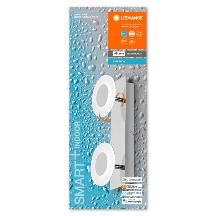 LEDVANCE SMART+ Wall Orbis Wave 15W TW Chrome IP44 WiFi - C