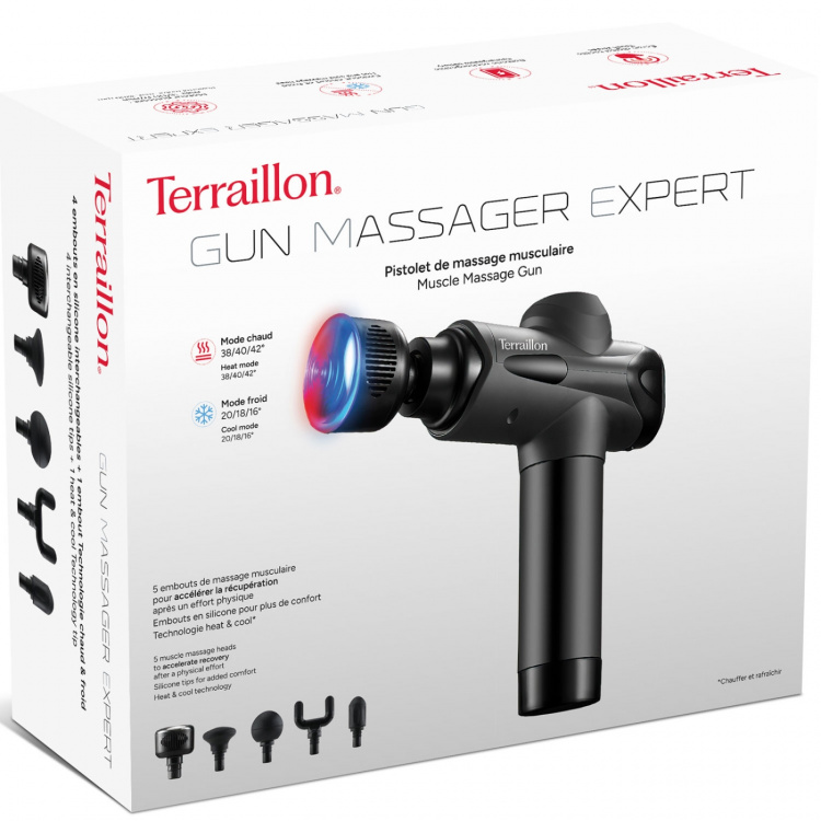 Terraillon Massage Gun Expert Heat&Cold 4 stk tilbehør + 1 varm/kald