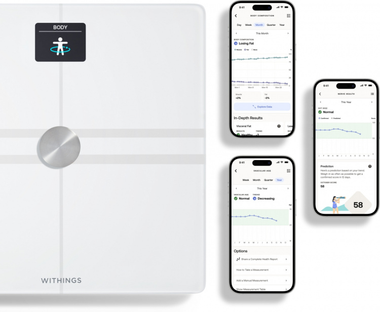 Withings Body Comp White kroppsanalysevekt med wifi-tilkobling